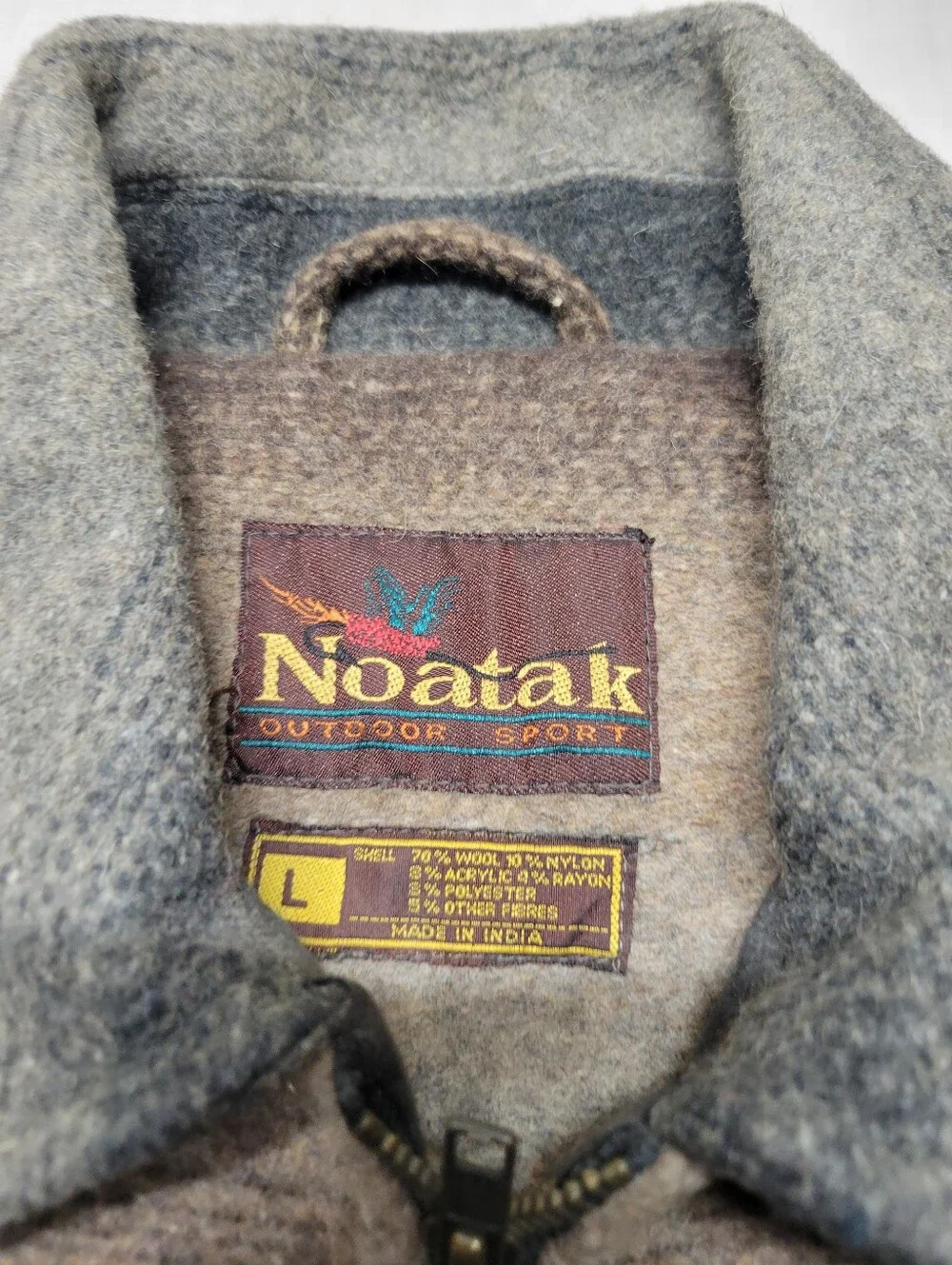 Vintage Noatak Men's Sz L 1/4 Zip Wool Pullover in Brown/Gray Gradient 70s/80s
